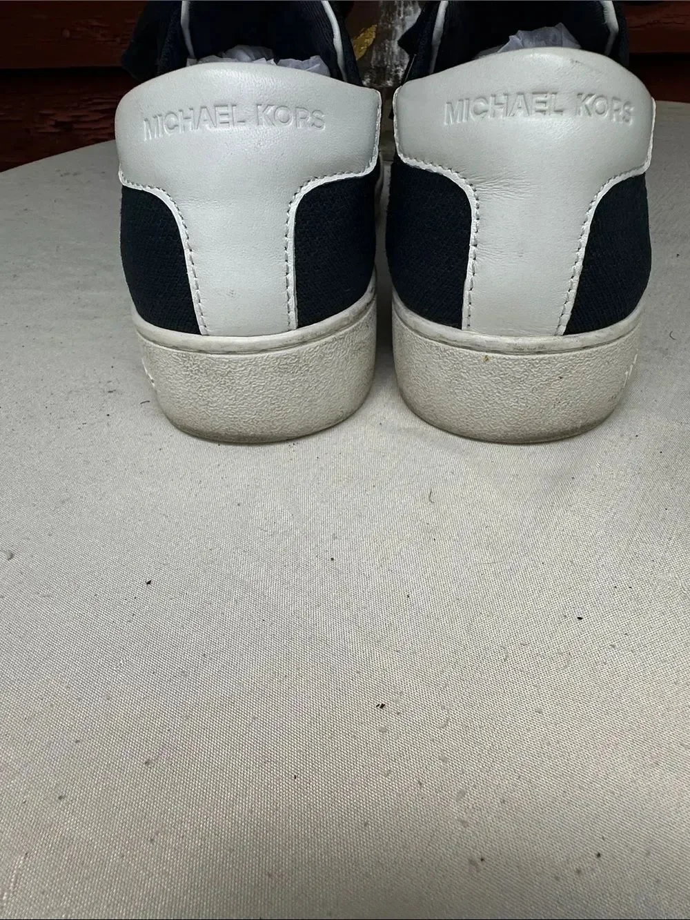 Michael Kors Blue and White Knit Lace-Up Sneakers